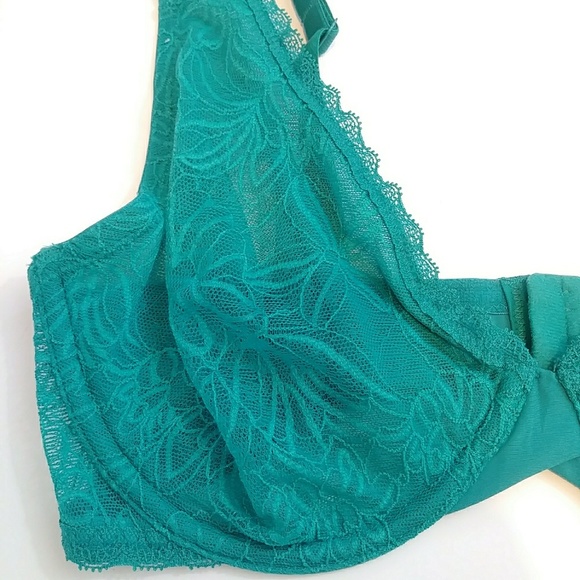 Unlined Underwire Lace Bra Teal (bluegreen) - Picture 2 of 6